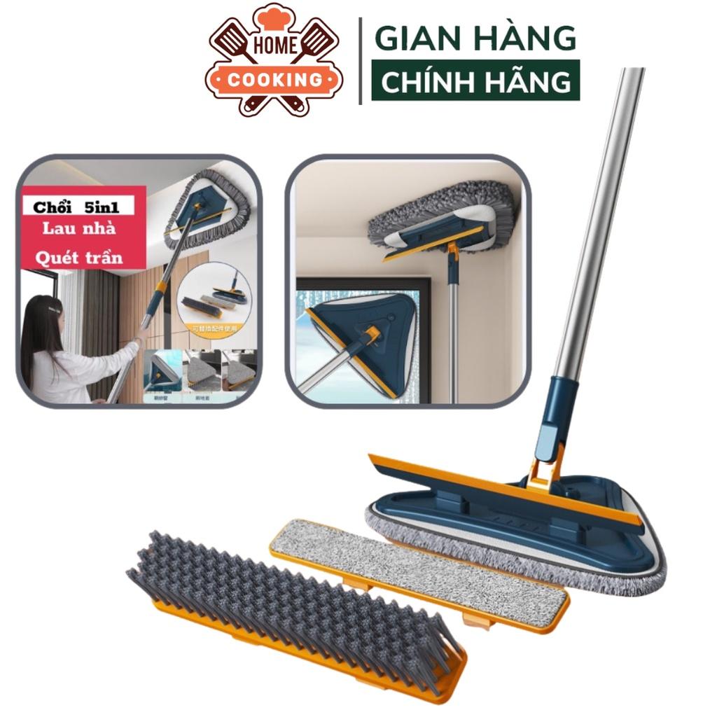 Chổi lau nhà thông minh 5in1 tam giác, chổi quét trần nhà,chổi chà sàn,lau kính thông minh xoay 360 độ chất liệu cao cấp