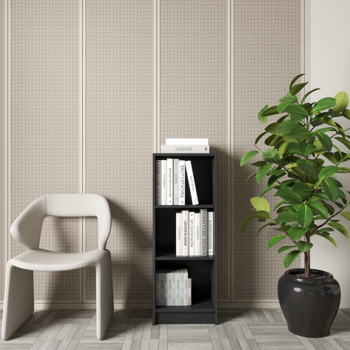[Happy Home Furniture] CATY, kệ sách 3 tầng size nhỏ,  40cm x 28cm x 106cm (DxRxC), KSA_008