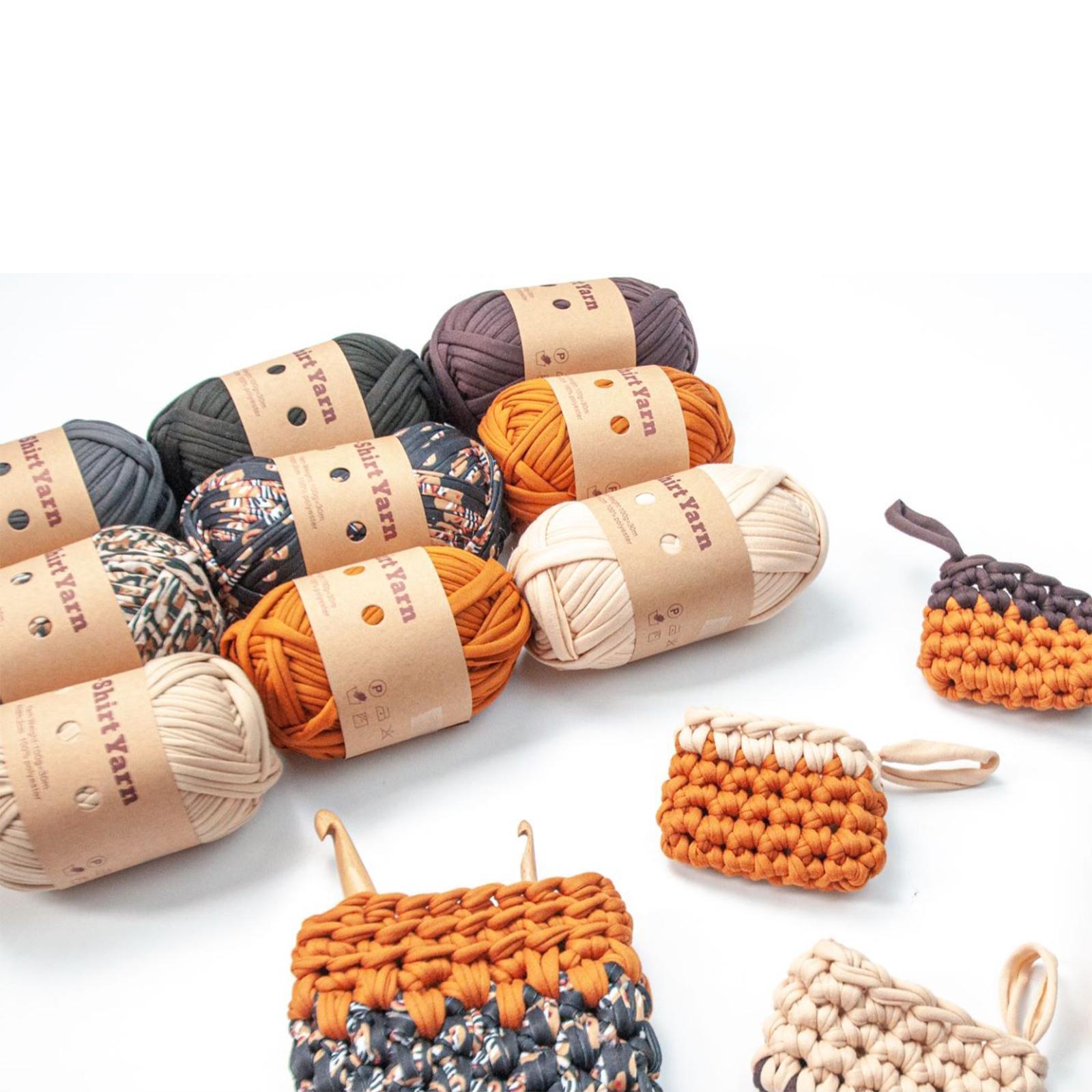 Knitting Yarn Set 6Pcs T-shirt Yarn Elastic Crocheting Projects Chunky Yarn Spaghetti Yarn for Bags Throw Blanket Crochet Carpets Home Decor