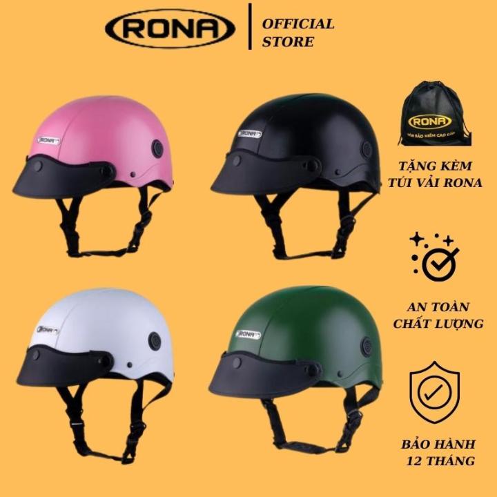 Mũ bảo hiểm xe máy 1/2 Rona R5 sơn trơn, nón freesize dành cho cả nam và nữ kèm lưỡi trai đen
