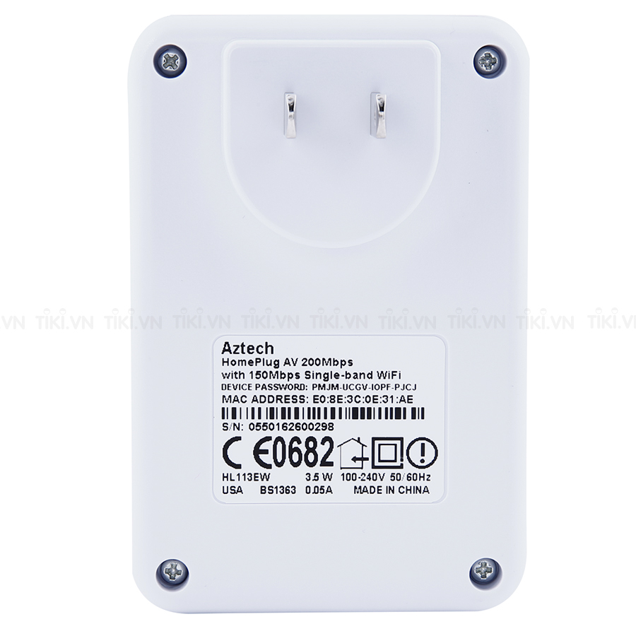 Aztech HL113EW - Bộ Truyền Mạng Qua Đường Dây Điện Tốc Độ 200Mbps Hỗ Trợ Wifi