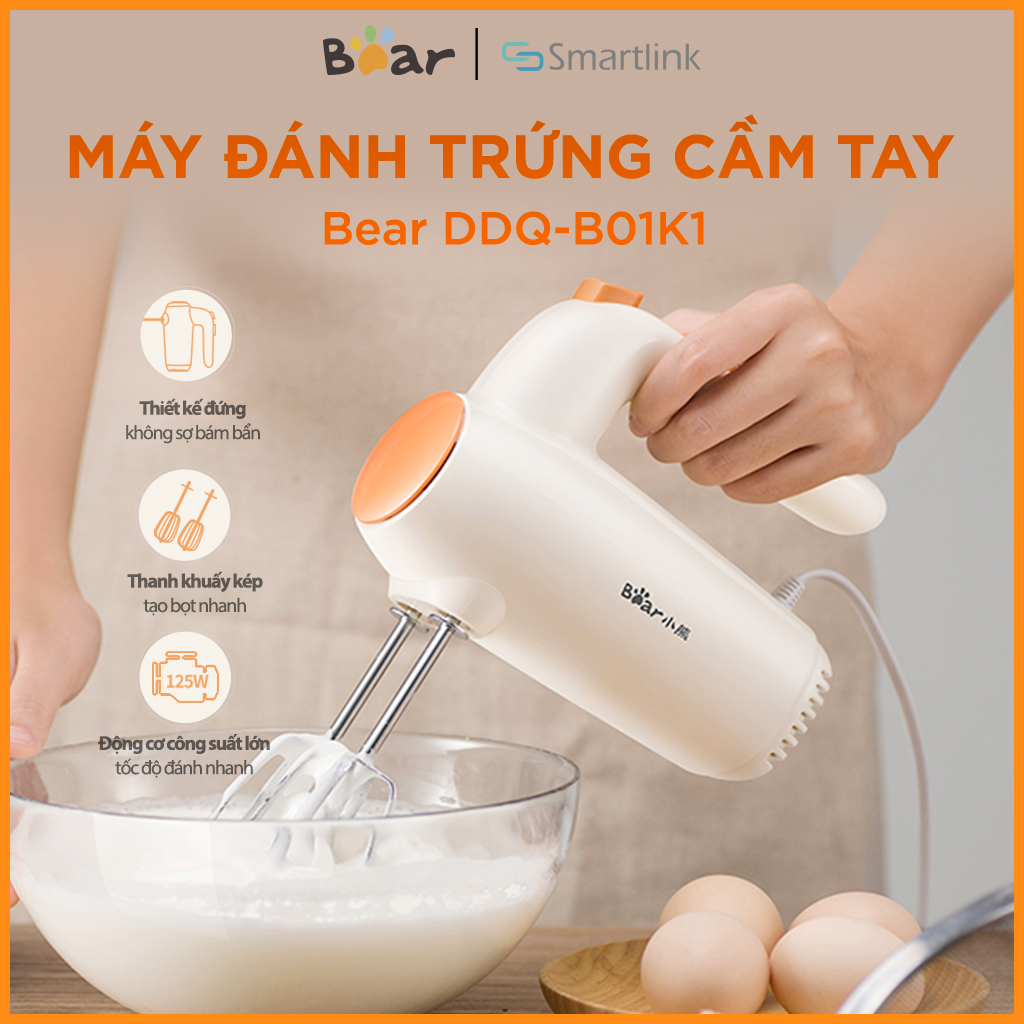 Máy Đánh Trứng Cầm Tay Bear, 5 Tốc Độ Không Gây Tiếng Ồn DDQ-B01K1 - Hàng chính hãng