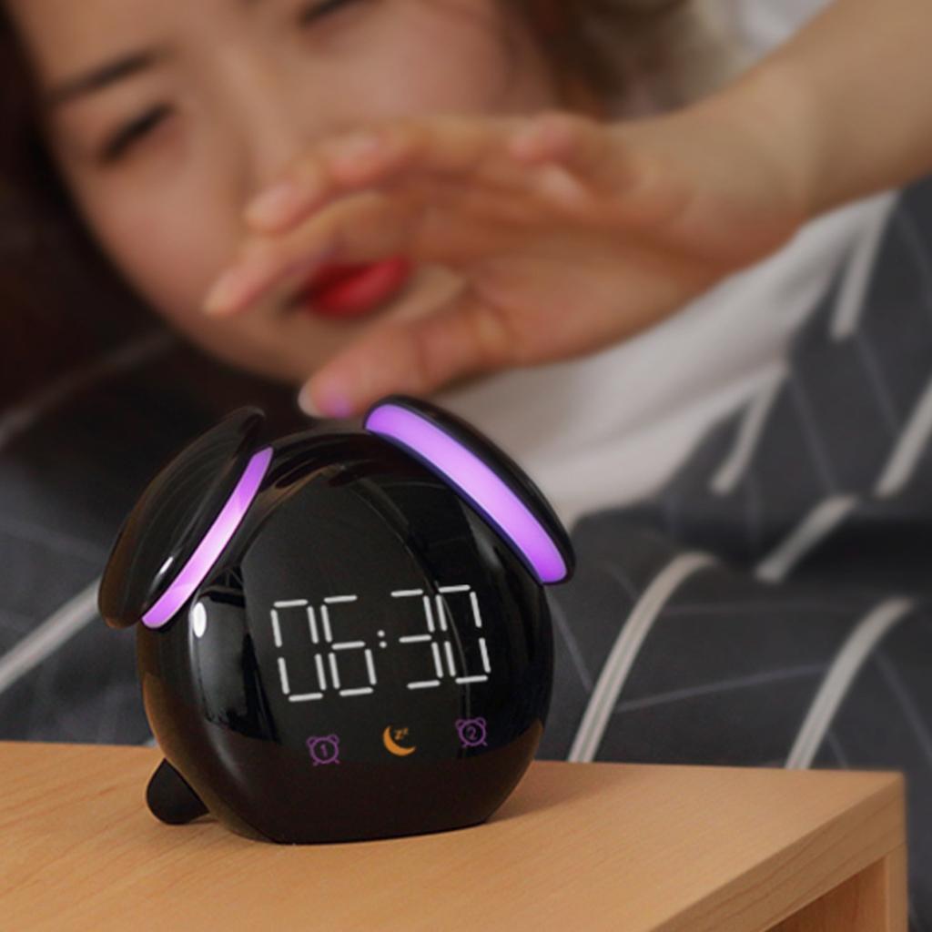 Bedside Digital Clock Night Light for Bedroom Black