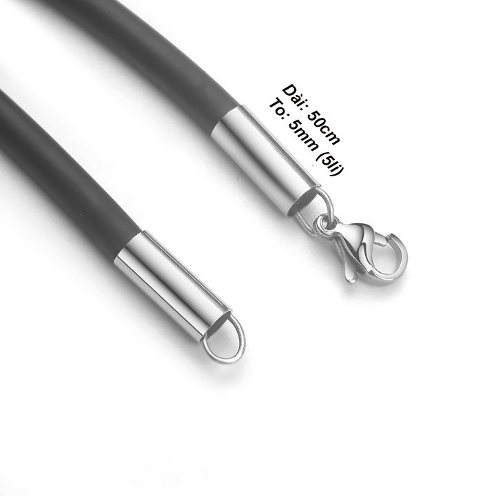 Dây chuyền cao su 5li khóa inox đẹp ver2 MDC115