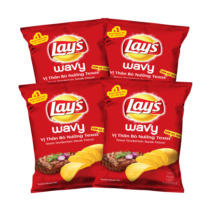 Combo 4 Lay's Wavy vị Thăn Bò Nướng Texas