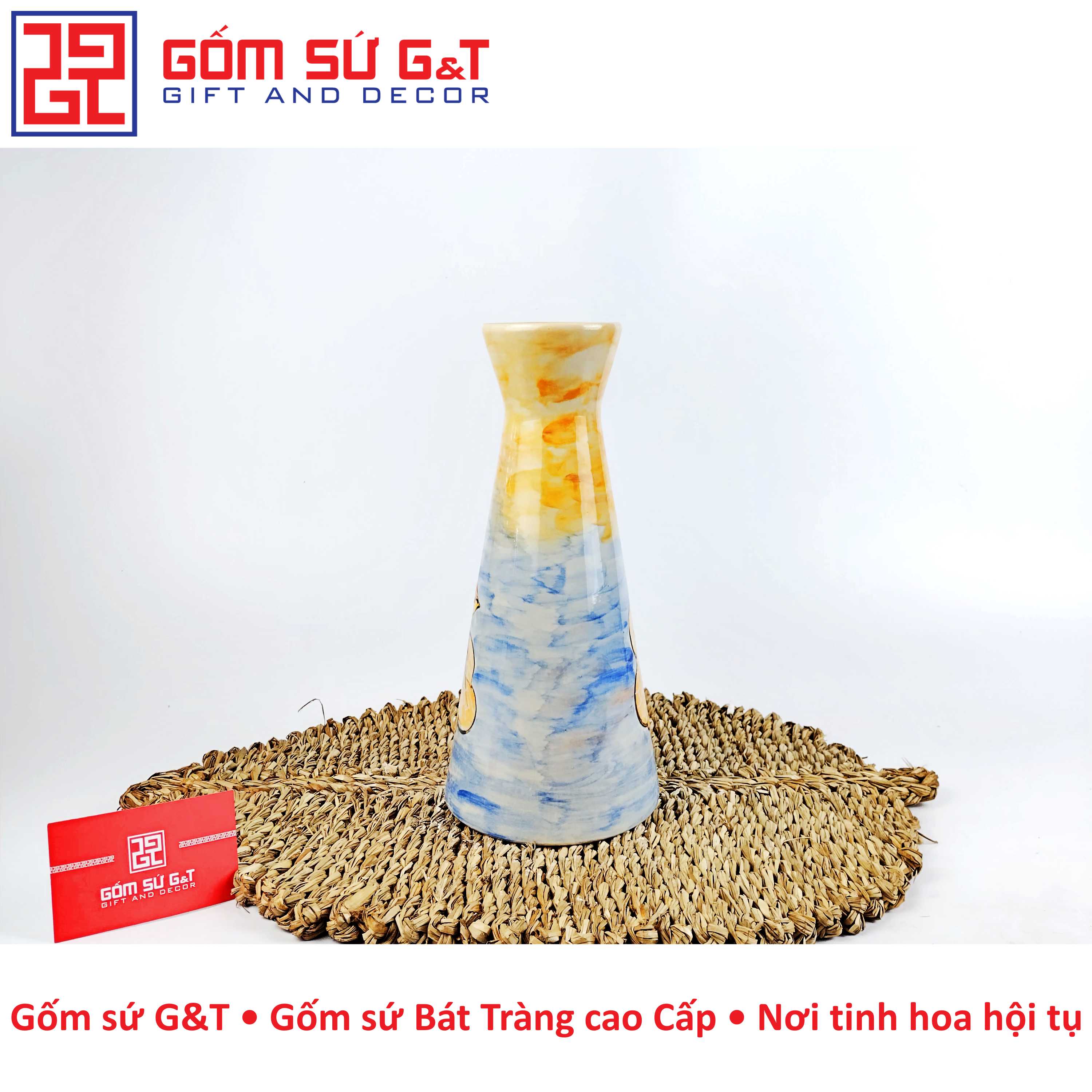 Lọ hoa chân váy sen hồng Gốm Sứ G&amp;T