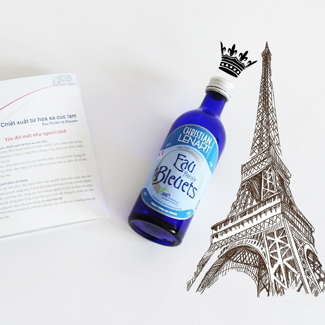 Nước Hoa Hồng Chiết Xuất Từ Hoa Cúc Lam Bleuets Christian Lenart 200ml + Tặng Kèm 1 Móc Khóa Hình Tour Eiffel Viền Đỏ