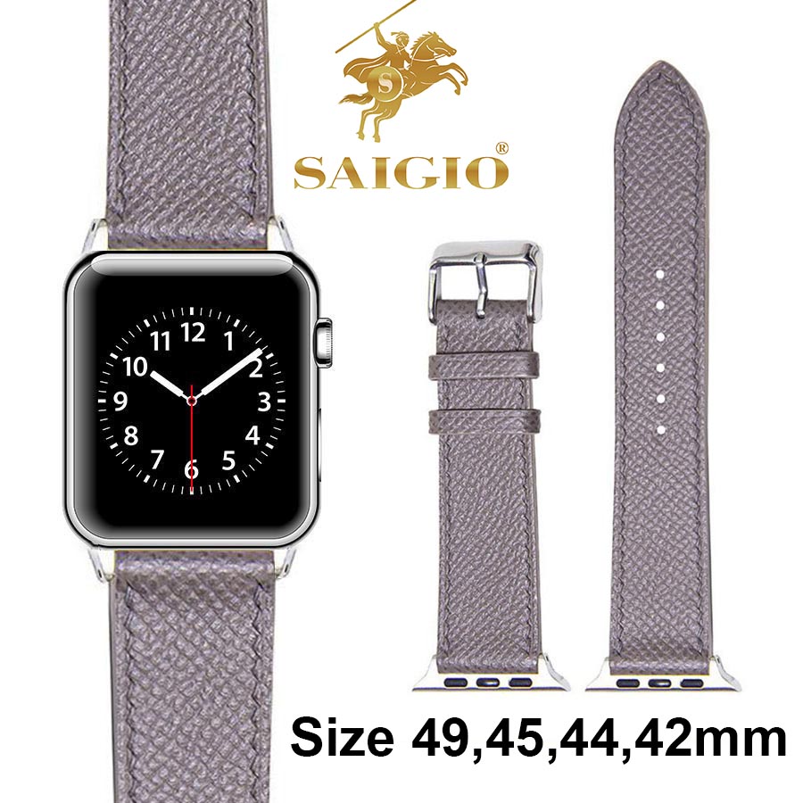 Dây Đồng Hồ Apple Watch 49mm 45mm 44mm 42mm, Chất Liệu Da Bê EPSOM Thảo Mộc Cao Cấp, Nhập Khẩu Từ Châu Âu, Dây Đeo Phong Cách Hiện Đại và Sang Trọng, Tương Thích Các Phiên Bản Series Ultra2/Ultra/SE2/SE/9/8/7/6/5/4/3/2/1