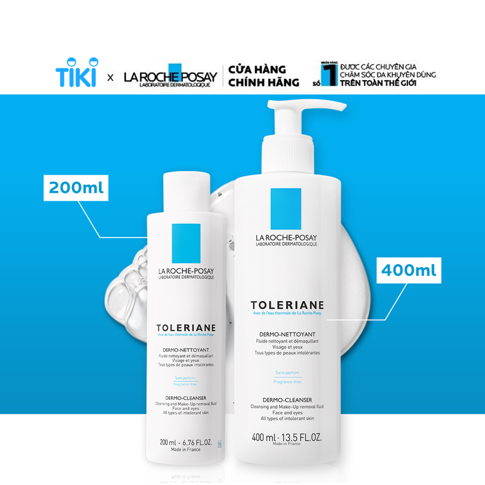Sữa rửa mặt tẩy trang cho da quá nhạy cảm kích ứng La Roche-Posay Toleriane Dermo-Cleanser 200ml
