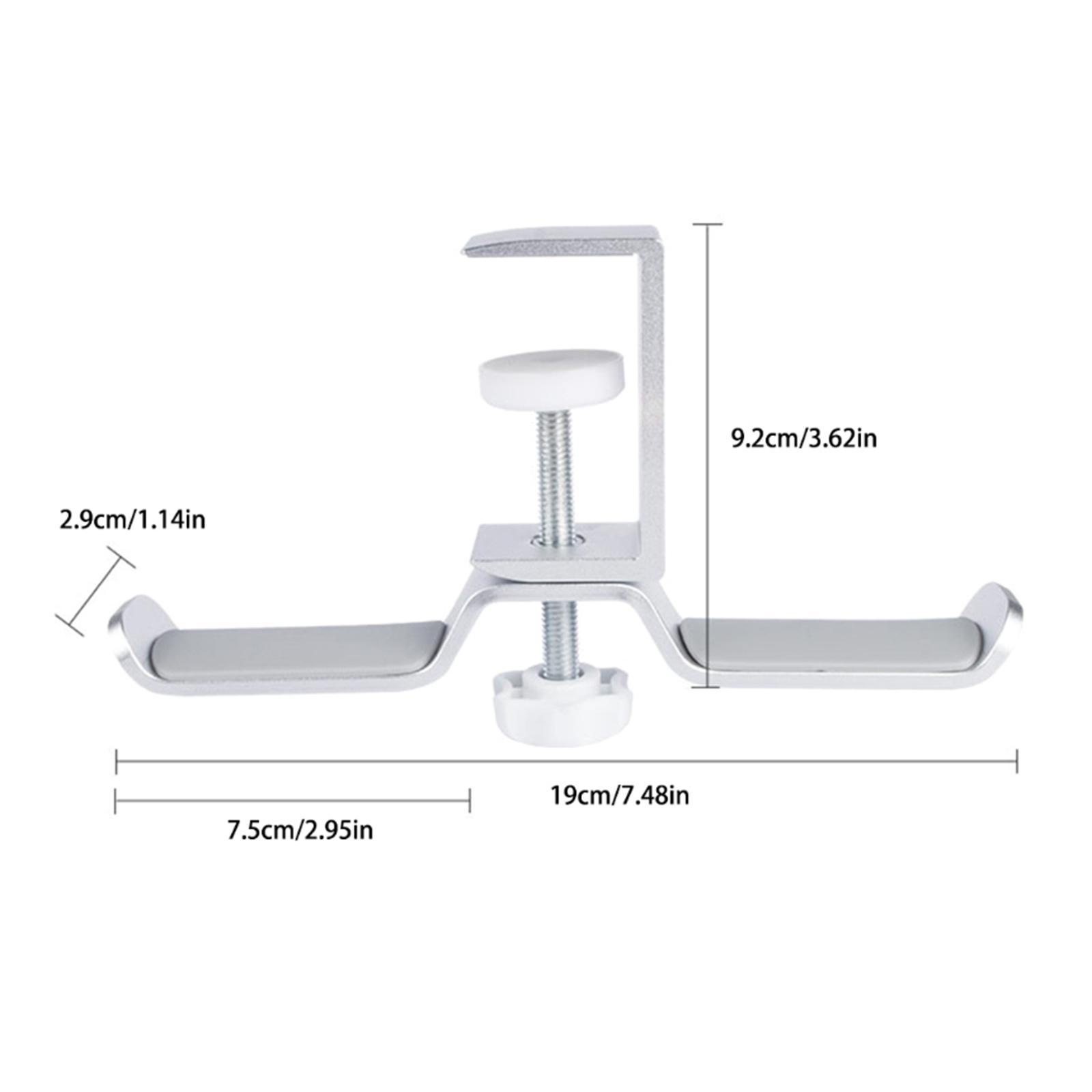 Aluminum Headset Dual Headphone Under Desk Hook Clip Holder Stand
