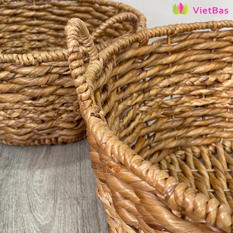 Giỏ lục bình trang trí VIETBAS có quai MAU06