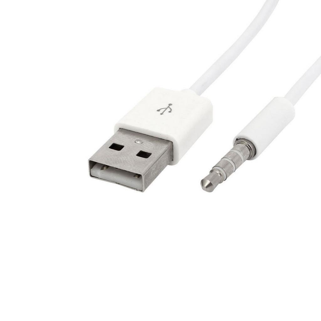 2x 3.5mm Male AUX Audio To USB 2.0 Male Charge Data Cable Adapter Cord