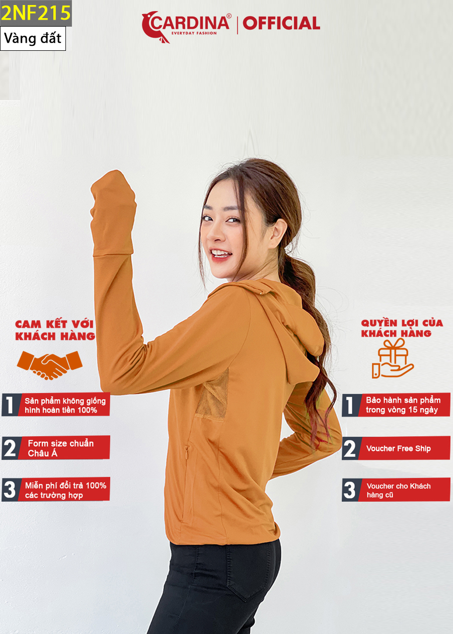 Áo Chống Nắng Nữ CARDINA 2 Lớp Chất Thun Lạnh Nhật Cao Cấp Chống Tia UV 2NF2