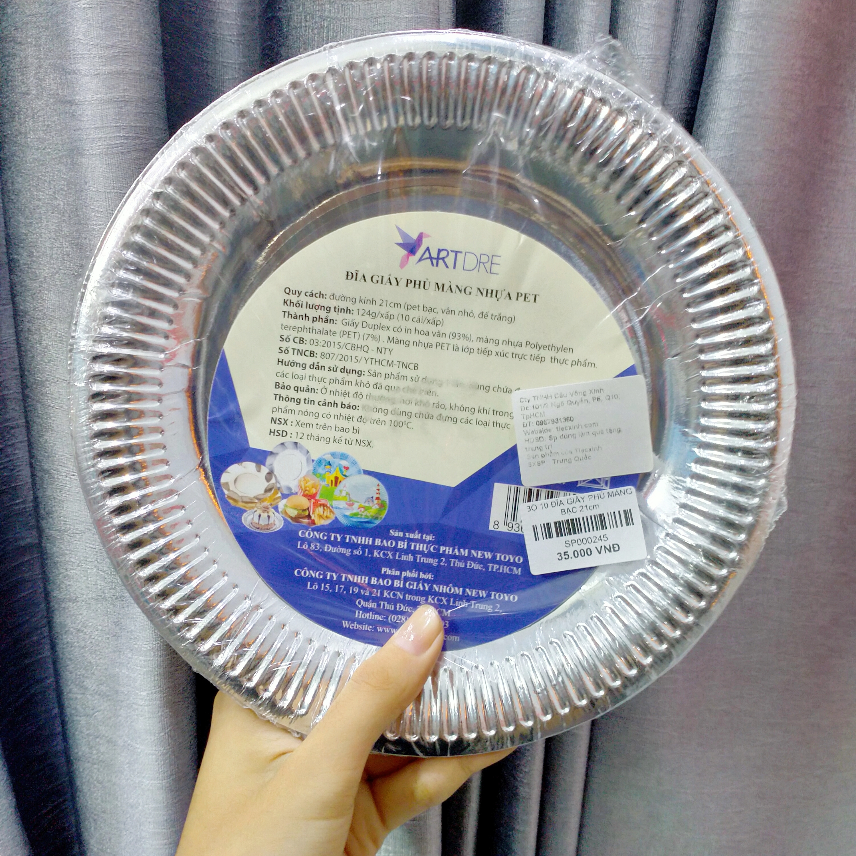 BỘ 10 ĐĨA GIẤY PHỦ MÀNG BẠC 21cm