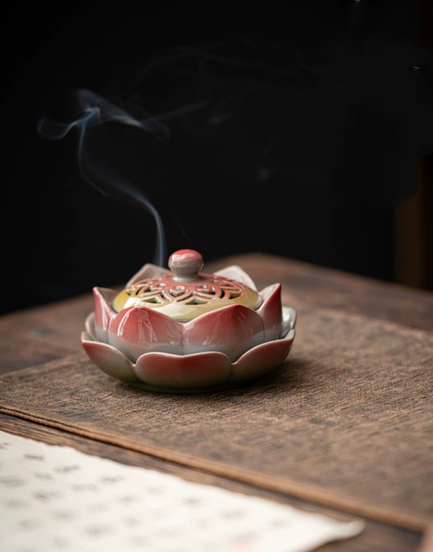 Lư trầm gốm sen A2