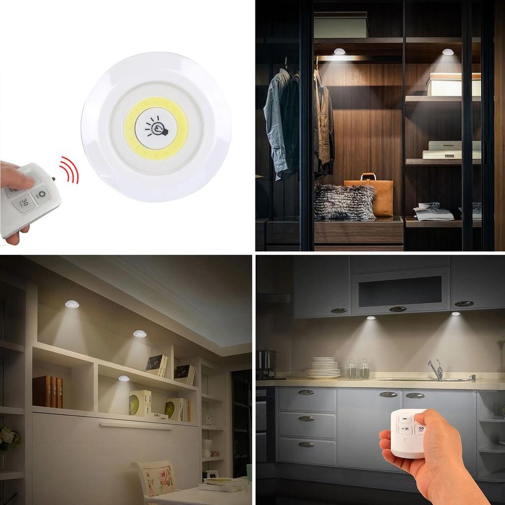 Đèn led dán tường thông minh, tủ bếp quần áo có điều khiển từ xa chiếu sáng không dây dùng pin