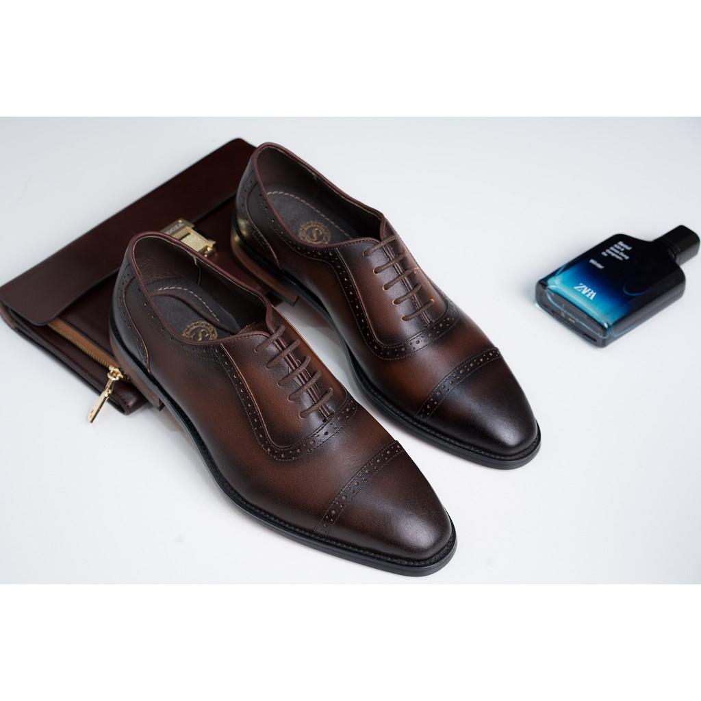 Giày công sở brown đen + da bò