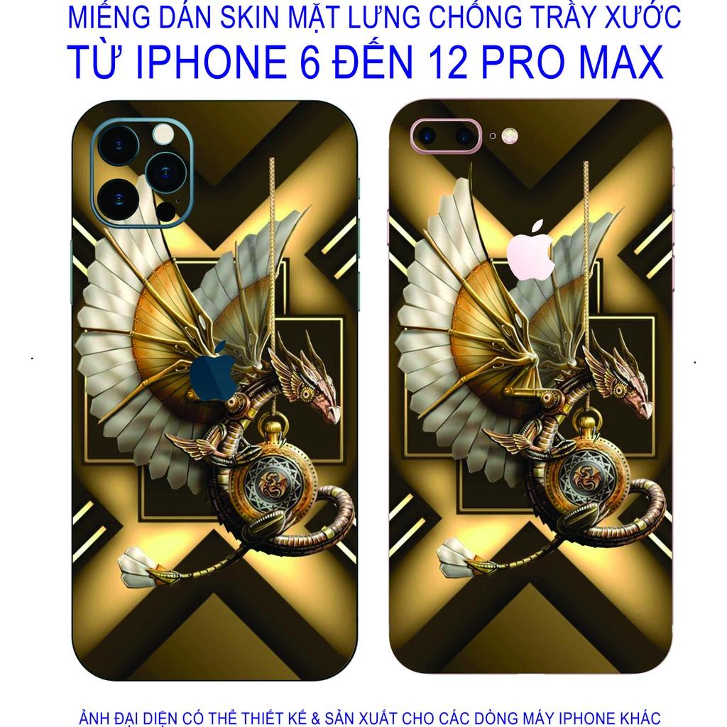 Miếng Dán Skin mặt lưng Dành Cho Điện Thoại iphone 6 đến 13 pro max chống trầy xước, hình ảnh 3D sắt nét