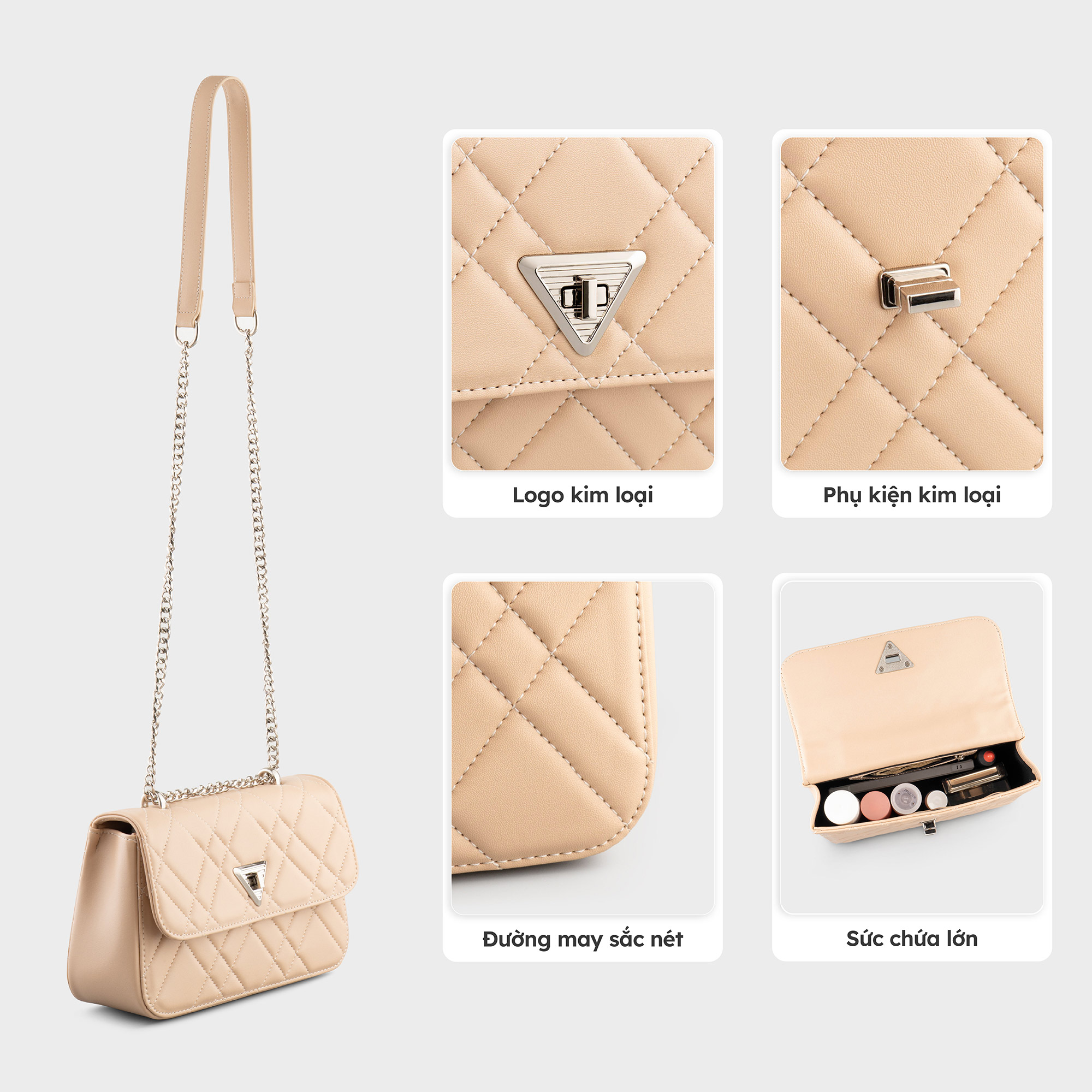 Túi Yuumy ( Thời trang nữ họa tiết chần chỉ size 24 - Túi đeo chéo da Seasand YN279 )