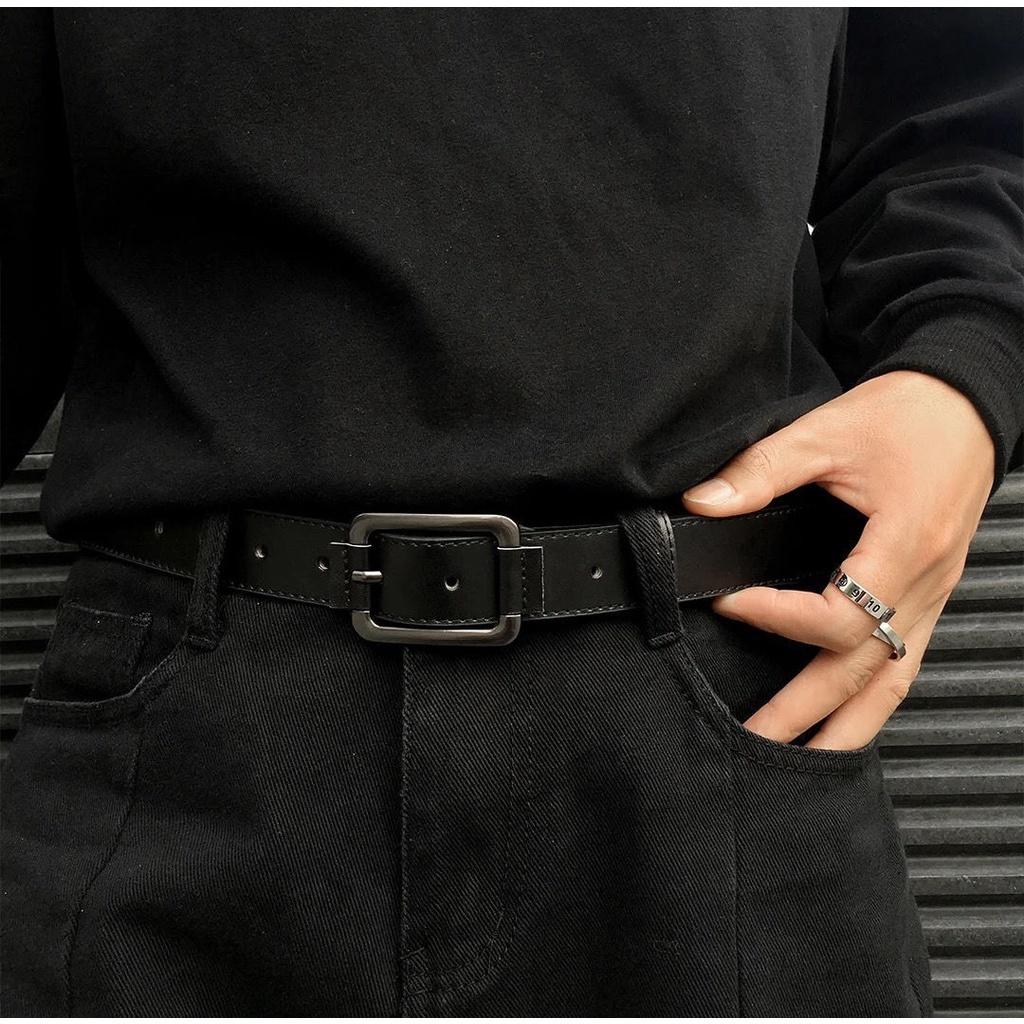 Thắt Lưng Nam Nữ DG - Dây Lưng Nam Nữ Unisex Mặt Kim Loại Da PU Hàn Quốc Mặt Vuông Màu Đen Đẹp - DG - Camcamvintage