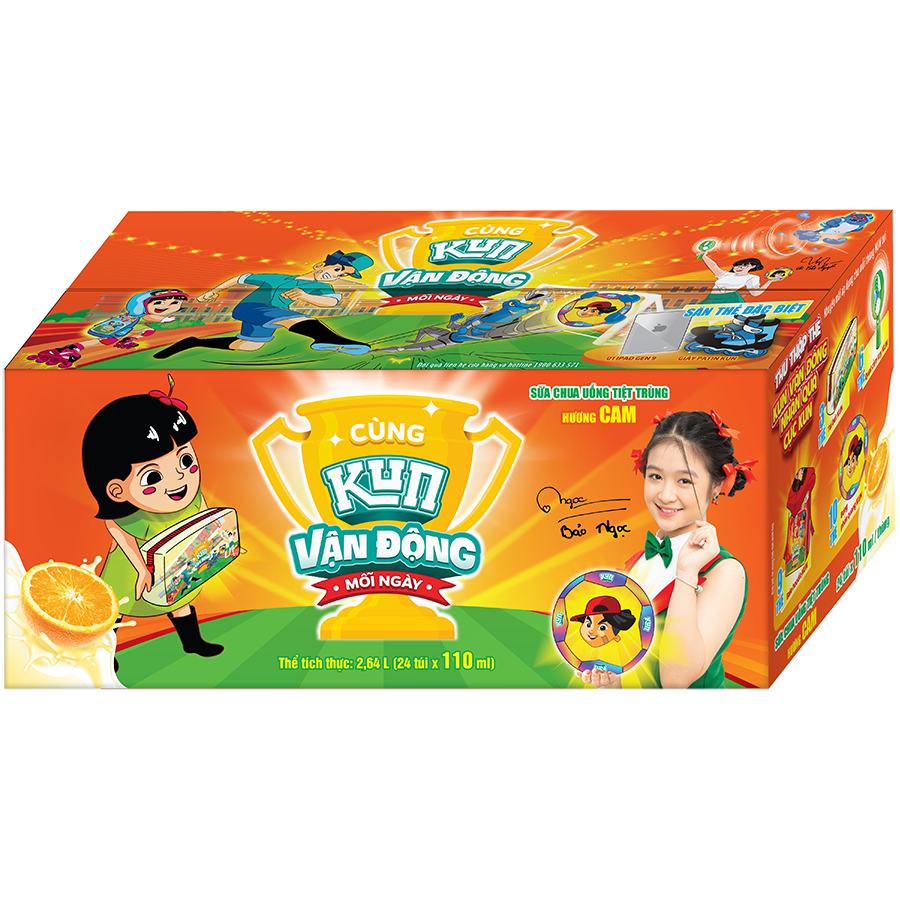 Thùng 48 Chai Sữa Chua Uống Cam KUN 85ml/chai