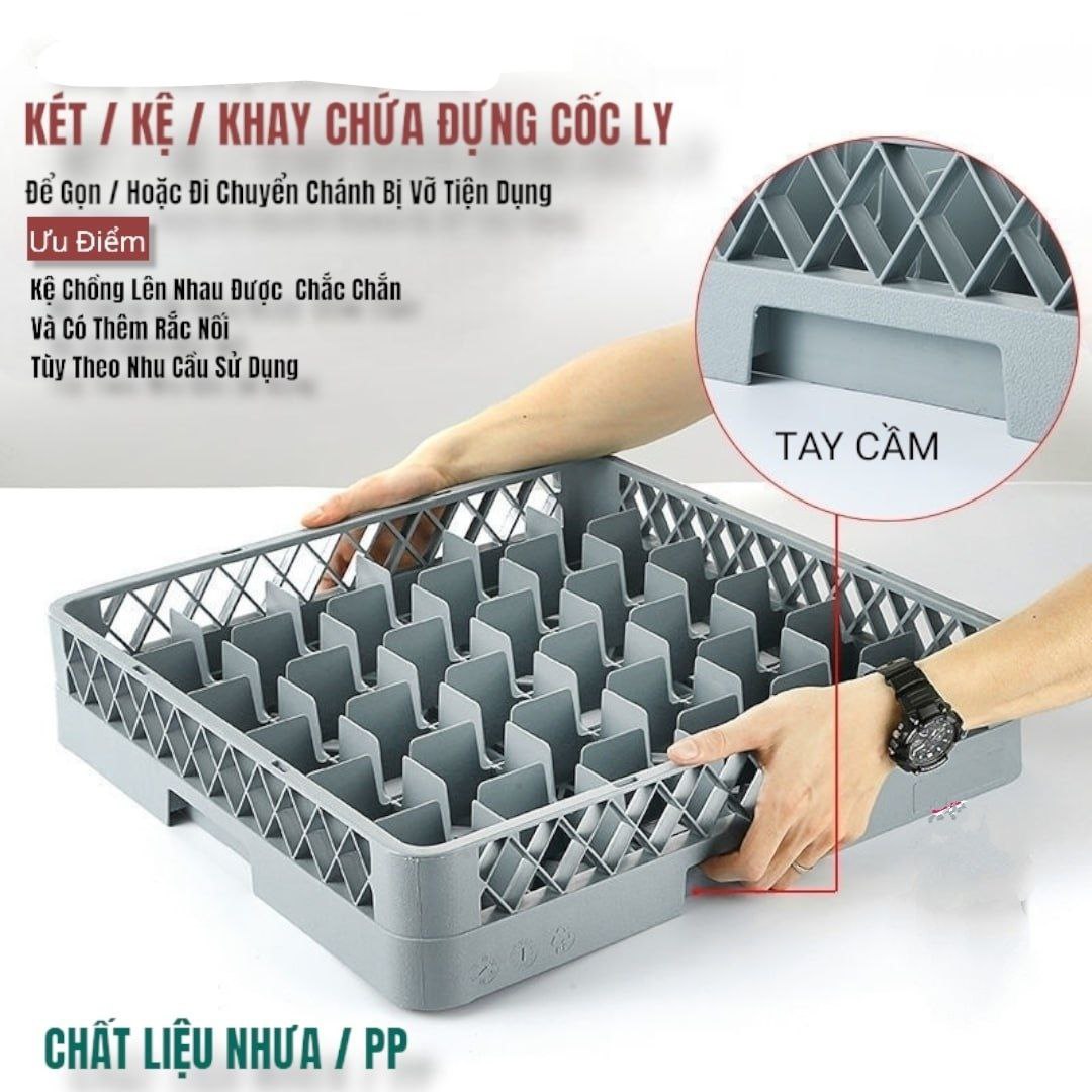 KỆ KHAY KÉT BẢO QUẢN ÚP LY CỐC CHÉN CÓ KHAY CHỒNG TẦNG CHỐNG VA ĐẬP LÀM VỠ LY CỐC CHÉN DỄ SỬ DỤNG GỌN GÀNG 49 NGĂN VÀ 36 NGĂN CÓ KHAY NỐI CHỒNG TẦNG CAO TÙY Ý