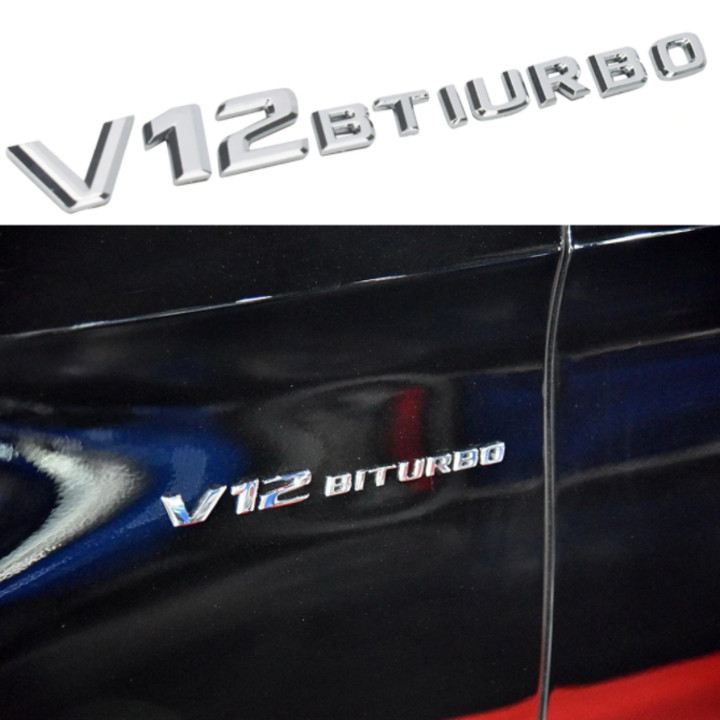 Decal tem chữ V12-Biturbo dán hông xe Mercedes