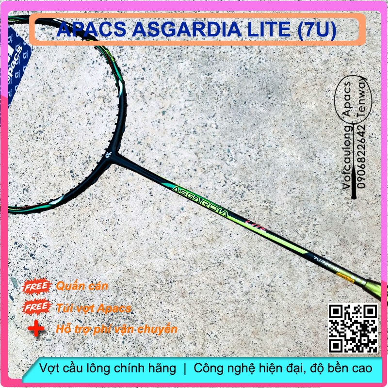 Vợt cầu lông Apacs Asgardia Lite - 7U (73gr)| Mẫu vợt 7U siêu nhẹ, sơn nhám cá tính