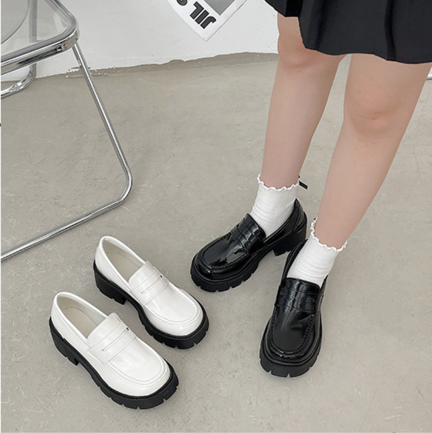 Giày LOAFER nữ/ Giày LOLITA da bóng đế dầy LOẠI TỐT phong cách Hàn Quốc GBN119