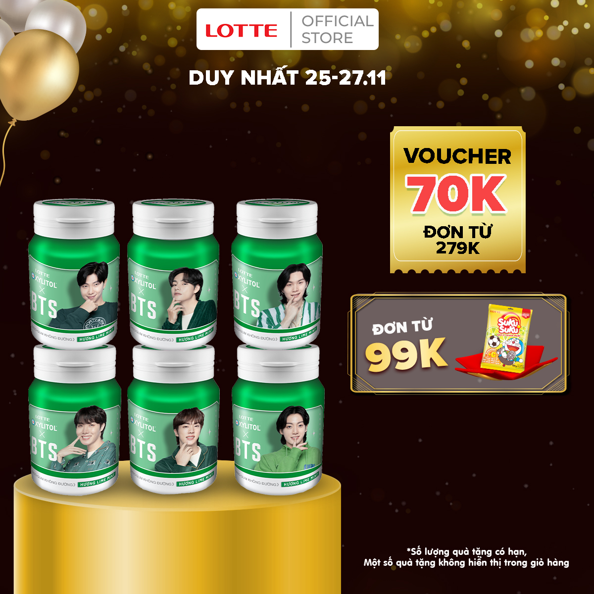 Combo 6 Kẹo Gum không đường Lotte Xylitol - Hương Lime Mint 55.1 g