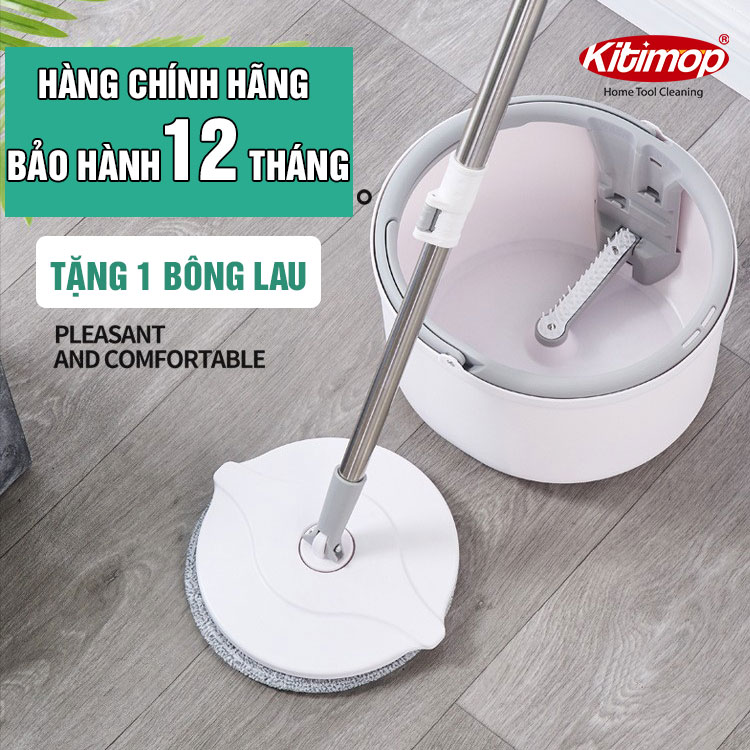 Bộ cây lau nhà thông minh tự vắt, chổi lau nhà 360 độ Kitimop-K8