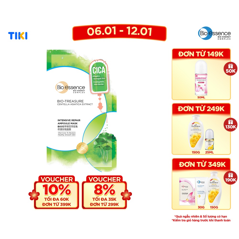 Mặt nạ giấy dưỡng ẩm Bio-essence Bio-treasurre tinh chất Rau má 20ml