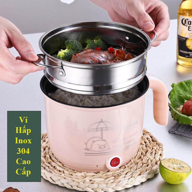 CA NẤU MÌ KIÊM NỒI LẨU MINI TẶNG KÈM XỬNG HẤP INOX CAO CẤP - NỒI ĐIỆN NẤU MÌ LUỘC TRỨNG SIÊU TỐC CHỐNG GỈ CHỐNG DÍNH