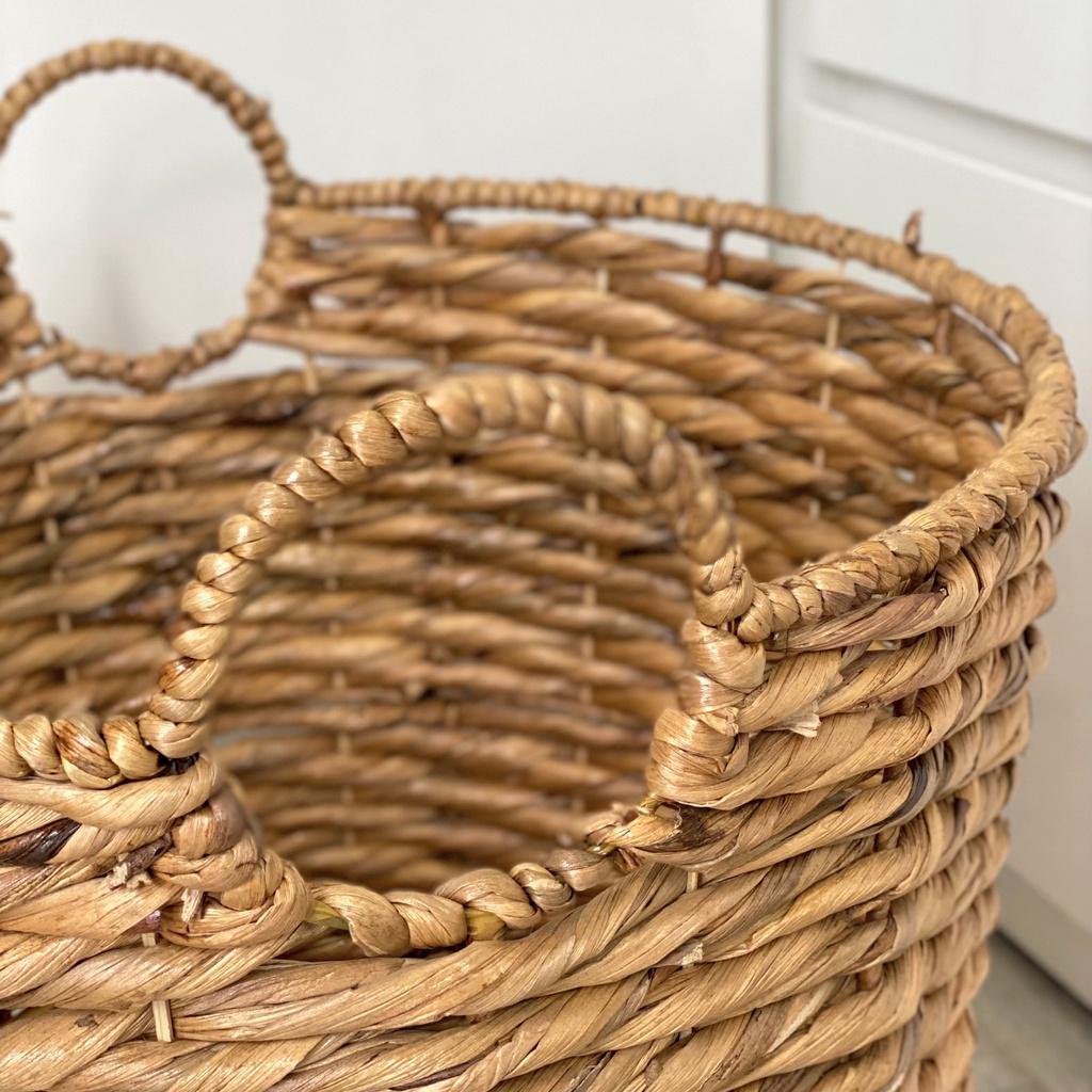 Giỏ lục bình đựng đồ VIETBAS tròn có quai 3 size MAU144
