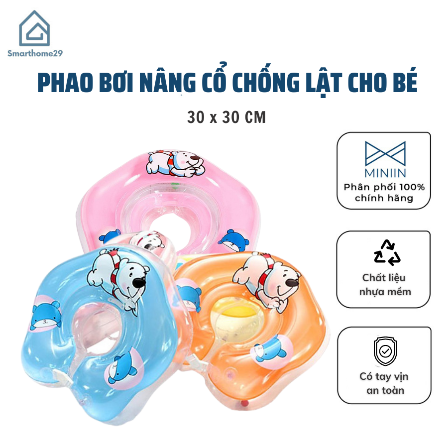 Phao bơi đỡ cổ chống lật cho bé từ 2 tháng tuổi, Phao bơi trẻ em có quai tay cầm an toàn - Chính hãng MINIIN (Giao họa tiết, mẫu ngẫu nhiên)