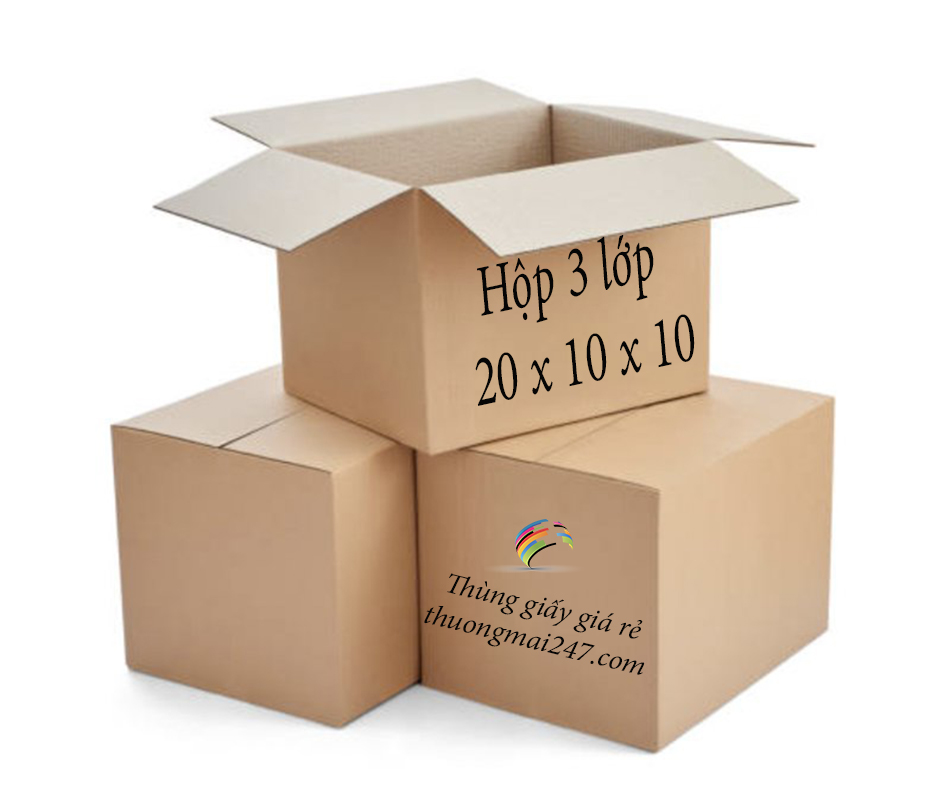 Hộp giấy carton, 20cm x 10cm x 10cm, 3 lớp, không in