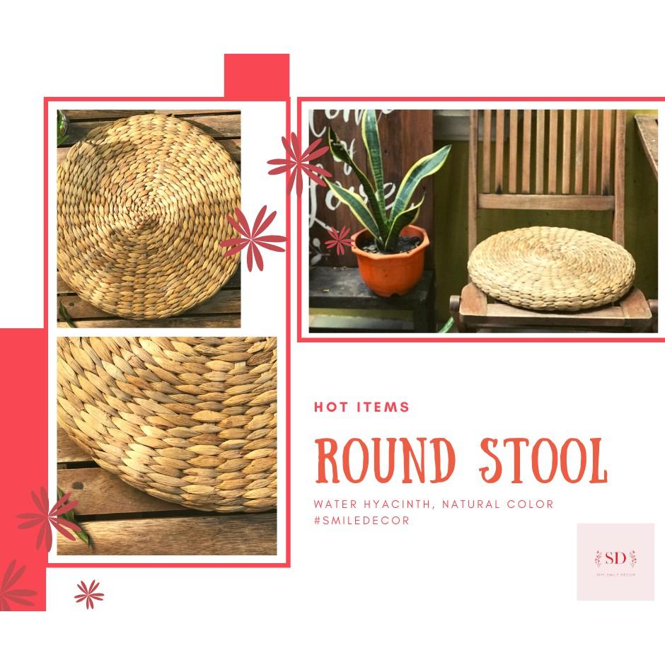 Đệm ngồi bệt hình tròn Smile Decor đan lục bình dùng ngồi thiền hoặc bàn trà Nhật - Water Hyacinth cushion