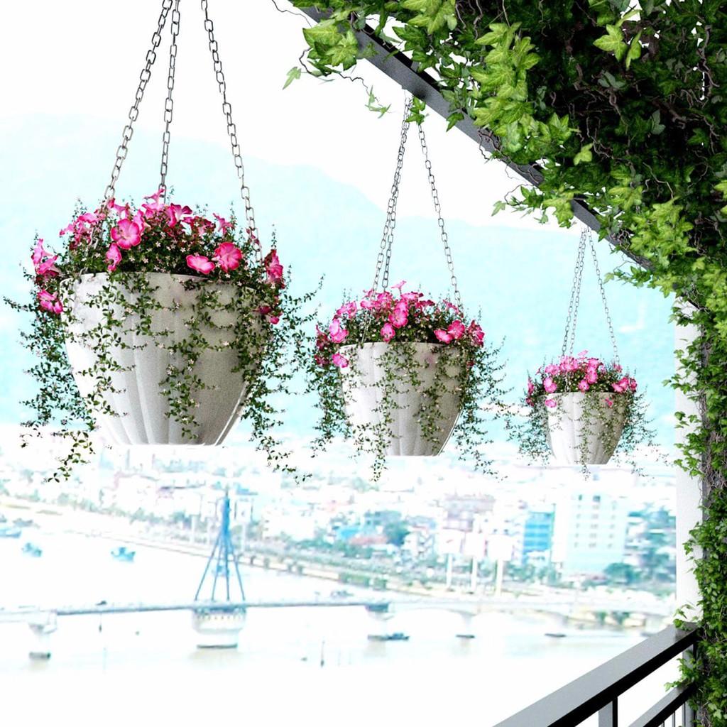 Chậu sơn treo trái bí 22*22*17cm - Chậu nhựa tự dưỡng Catleza