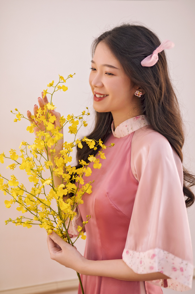 Sumire Store Áo dài Bách Hoa Xuân - Hồng đậm hoa hồng