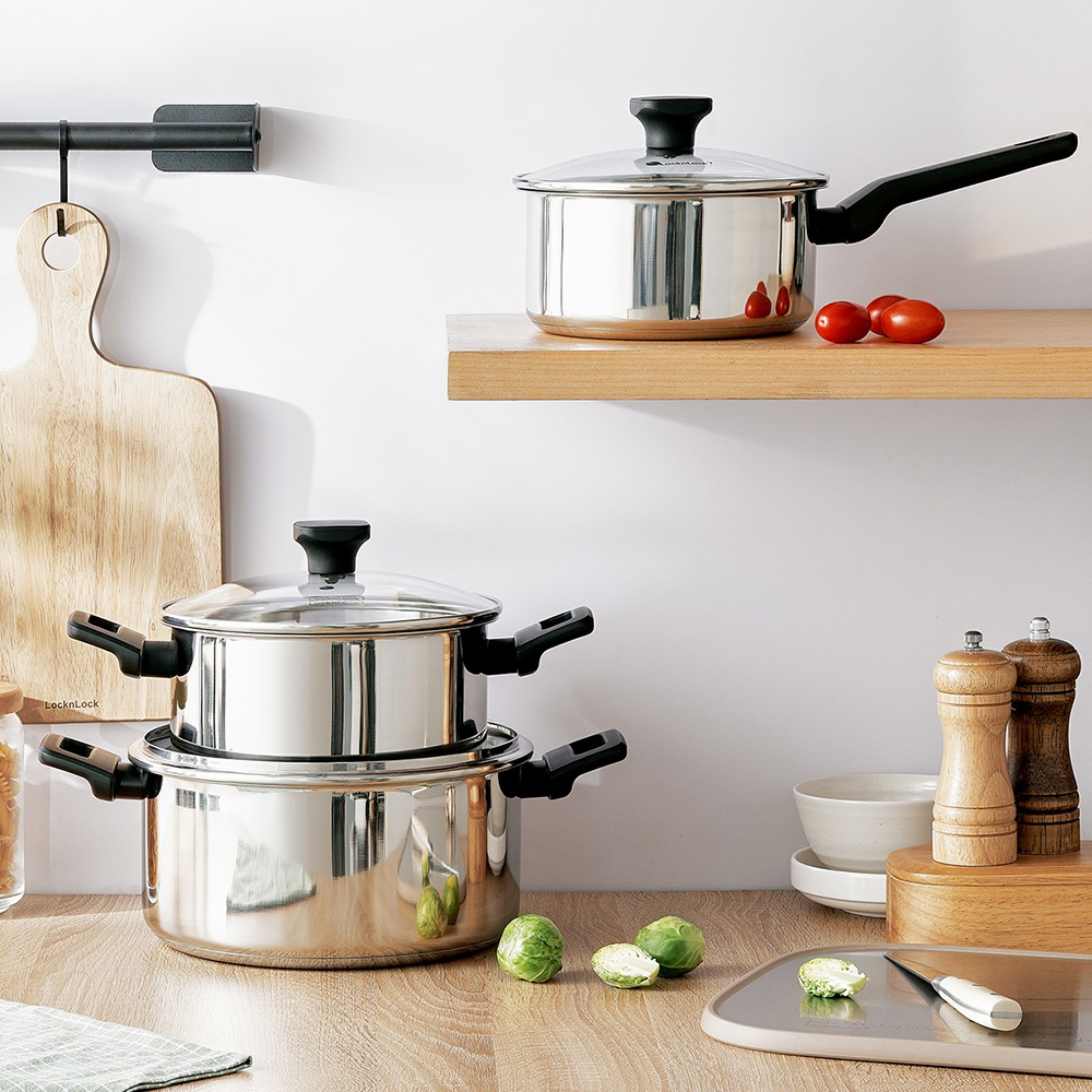 Nồi Inox 304 LocknLock Daily STS PPW, Hàng Chính Hãng, Dùng Cho Mọi Loại Bếp - JoyMall