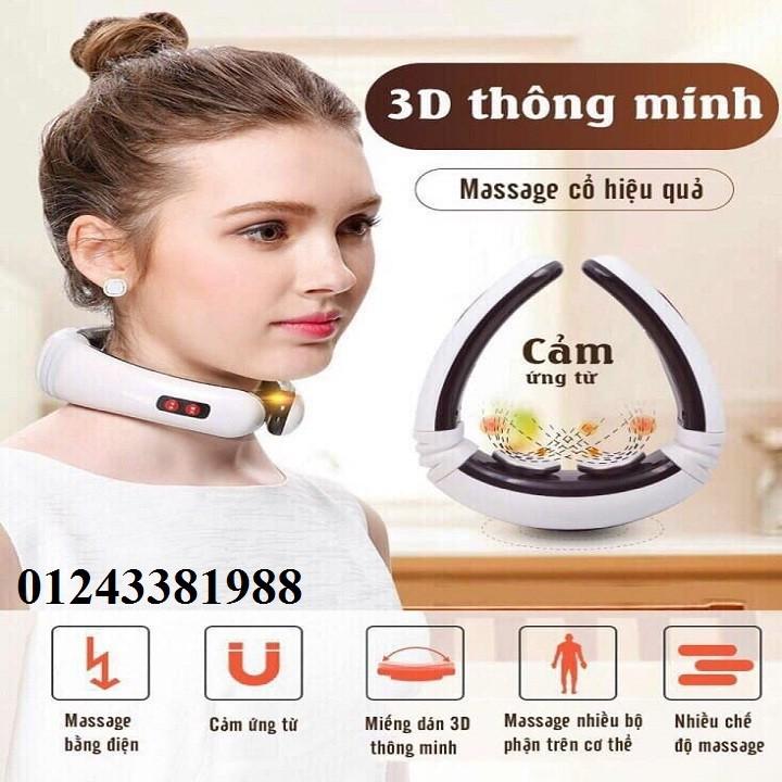 Tặng pin ) MÁY TRỊ LIỆU MASSAGE CỔ THÔNG MINH 3D kèm 2 miếng dán HIỆU QUẢ TỐT - Máy Massage Cổ Vai Gáy Lưng Thông Minh