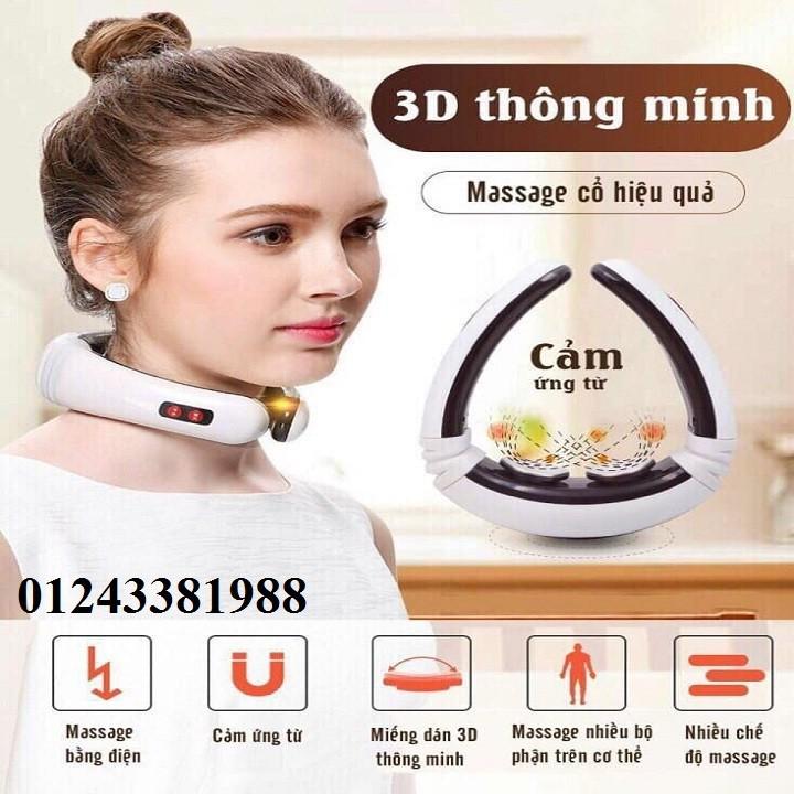 tặng pin ) MÁY TRỊ LIỆU MASSAGE CỔ THÔNG MINH 3D kèm 2 miếng dán HIỆU QUẢ TỐT - Máy Massage Cổ Vai Gáy Lưng Thông Minh