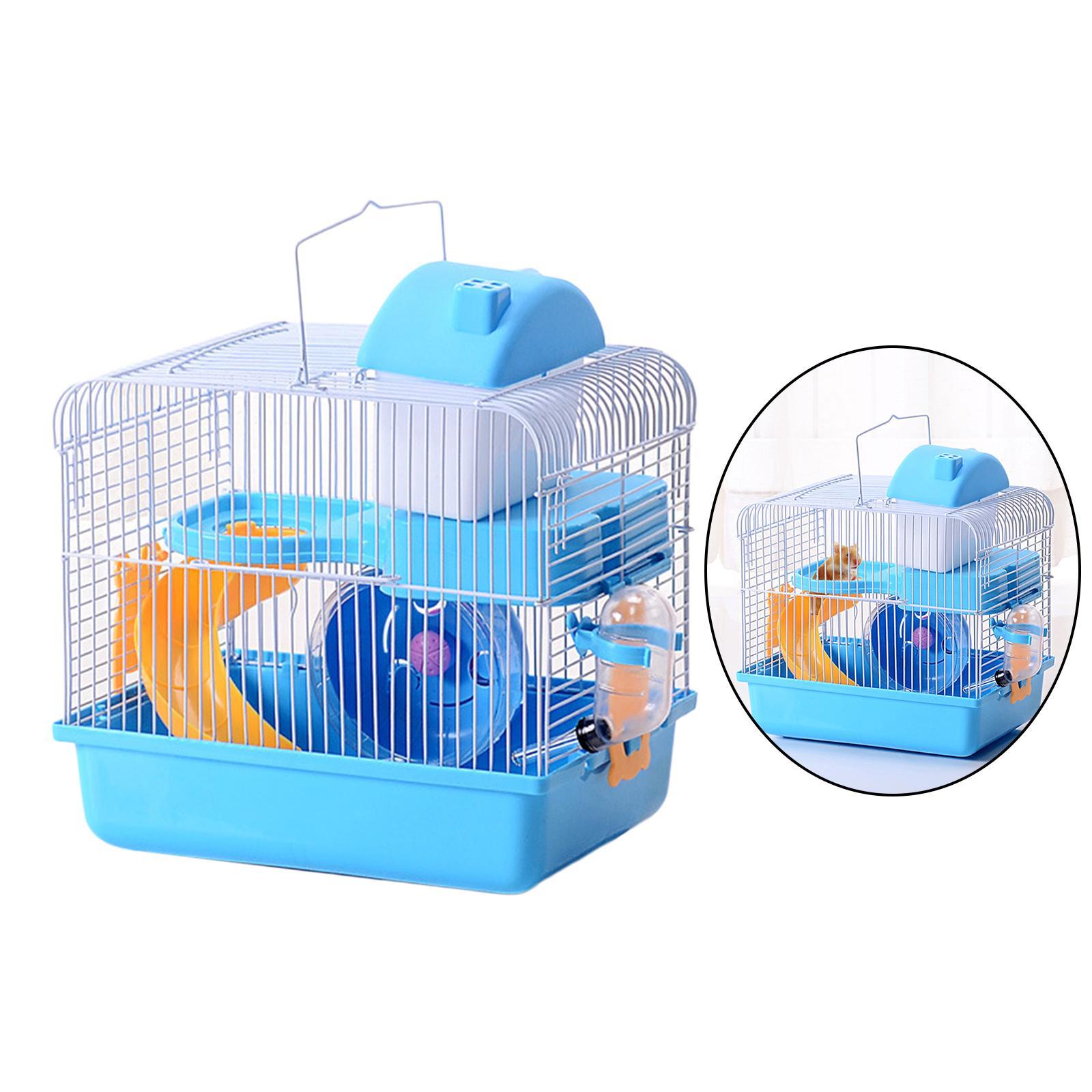 2 Tiers Hamster Cage Habitat Large House Mice Rats Small Animals Light Blue