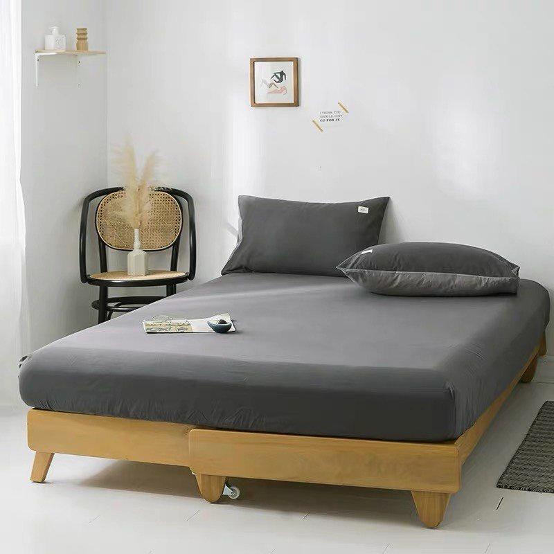 Ga giường  Cotton Tici Xám đậm cao cấp - Bo chun drap  đủ kích thước
