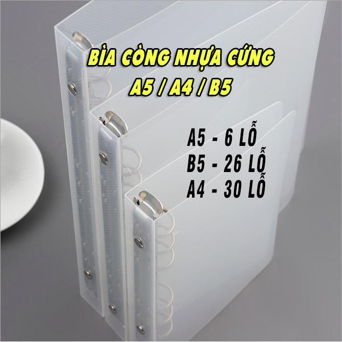 Sổ còng/Ruột refill Klong caro, kẻ ngang, chấm bi A5 A4 B5 - 100 tờ 120gsm, tặng 6 ruột Happy Note