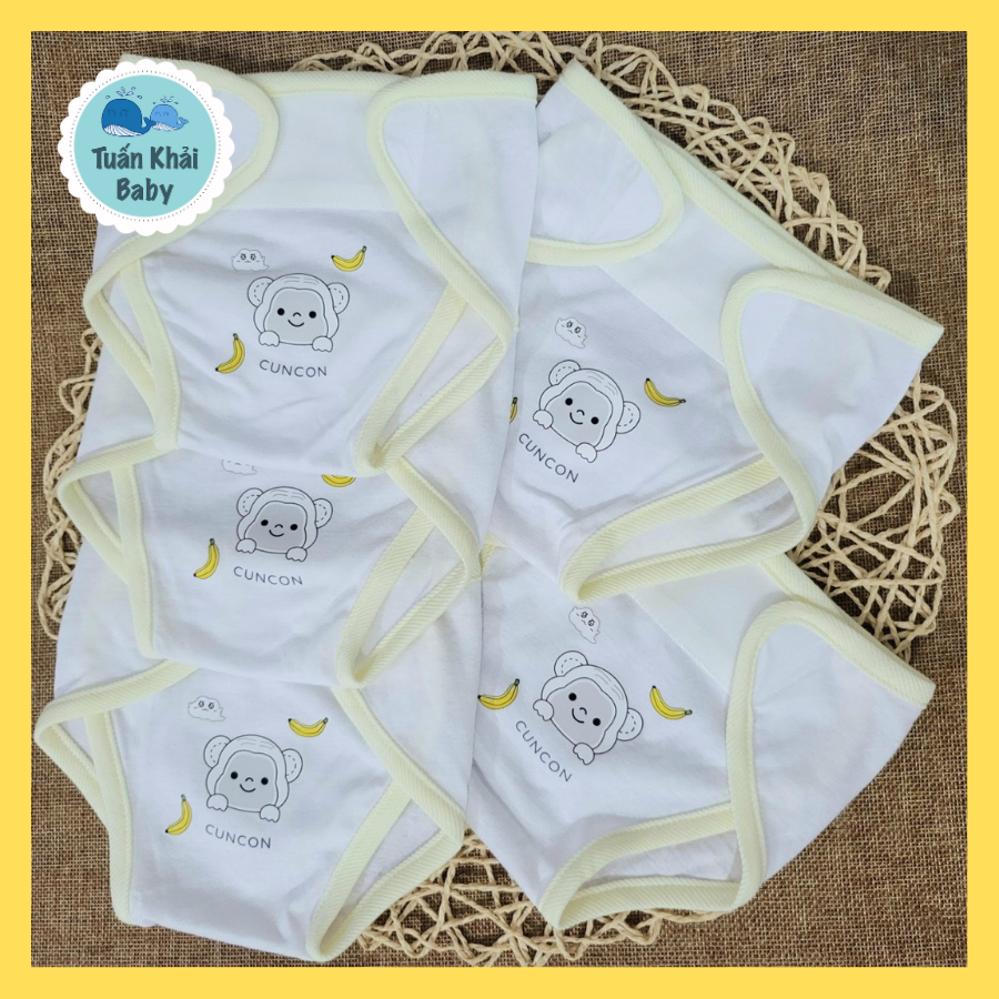 Set 5 tã vải sơ sinh cotton CUNCON | Size 1,2,3 cho bé sơ sinh - 9kg | Miếng dán bo viền, chất vải mềm mịn