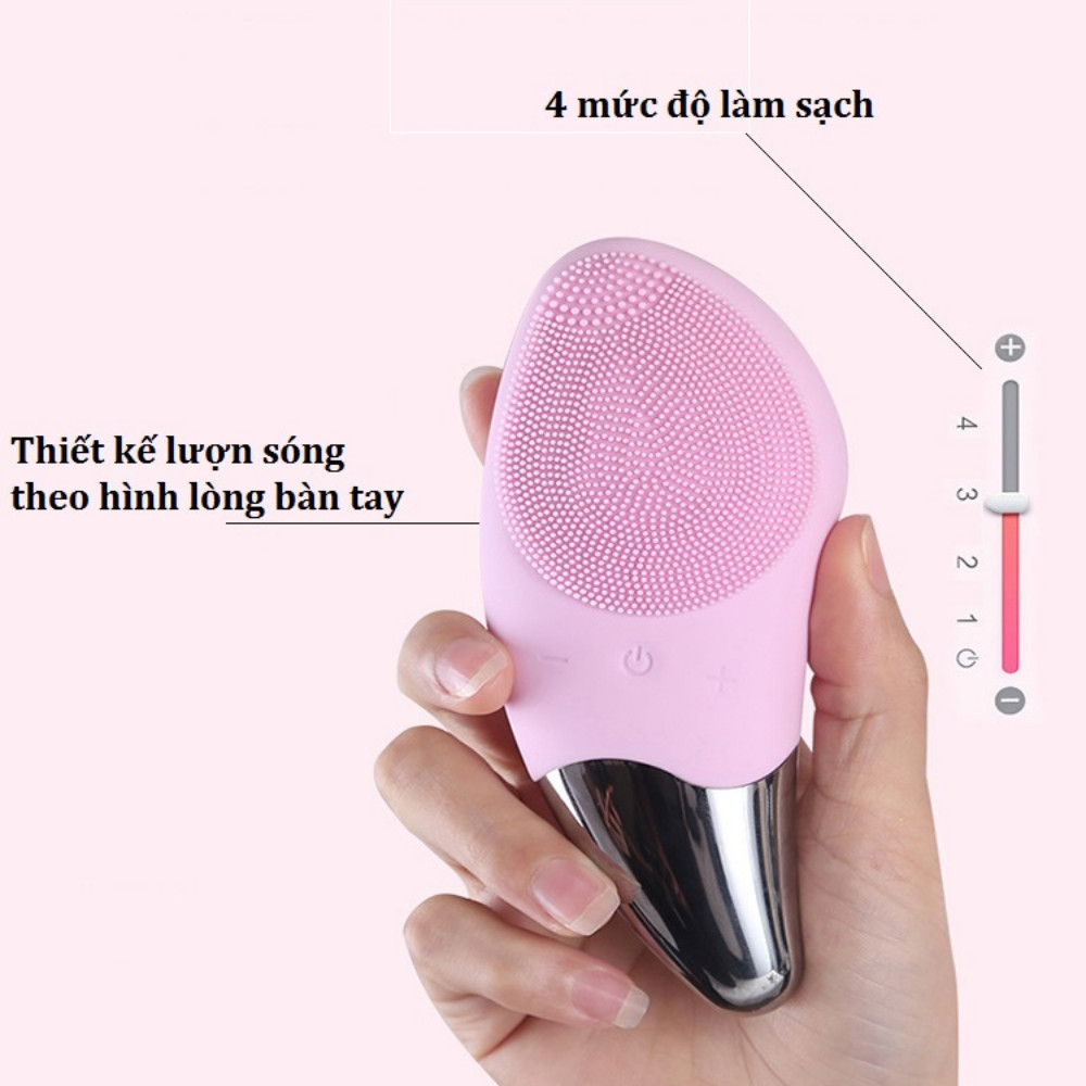 Máy Rửa Mặt Yandou Massage Chất Liệu Silicon Cầm Tay Sử Dụng Pin Sạc USB  Làm Sạch Da Thiết Kế Lượn Sóng BR020