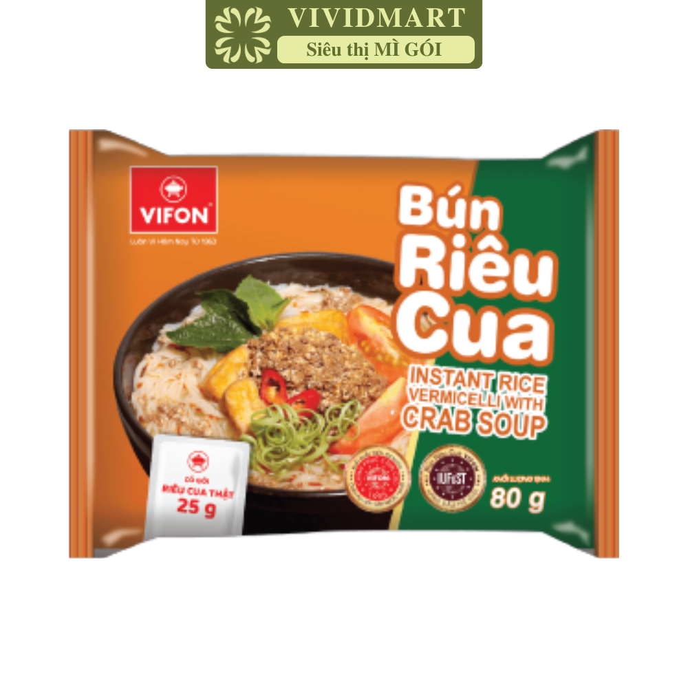 VIFON - Bún Vifon hương vị Bún riêu cua (có cua thật), Bún riêu Vifon, Vifon bún riêu cua Vifon (80g/gói)