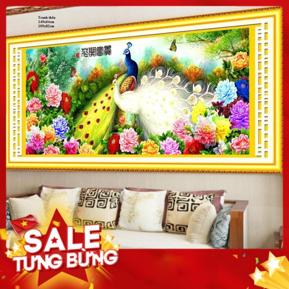Tranh thêu chữ thập chim công hn0764 149x64cm