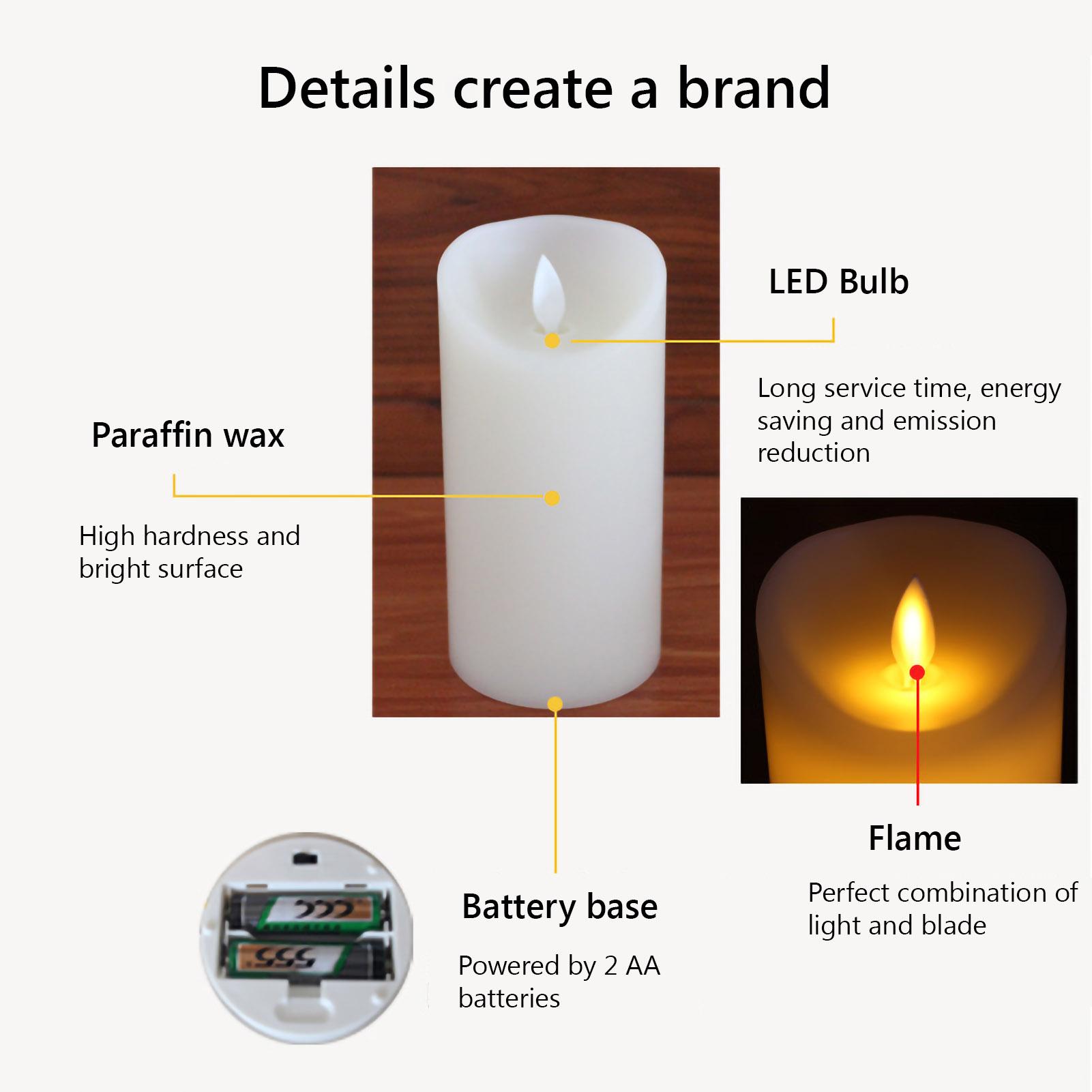 Bộ 3 Đèn Giáng Sinh Chiếu Sáng Trắng Ấm Có Điều Khiển Từ Xa Nến Không Lửa Pin Hoạt Động